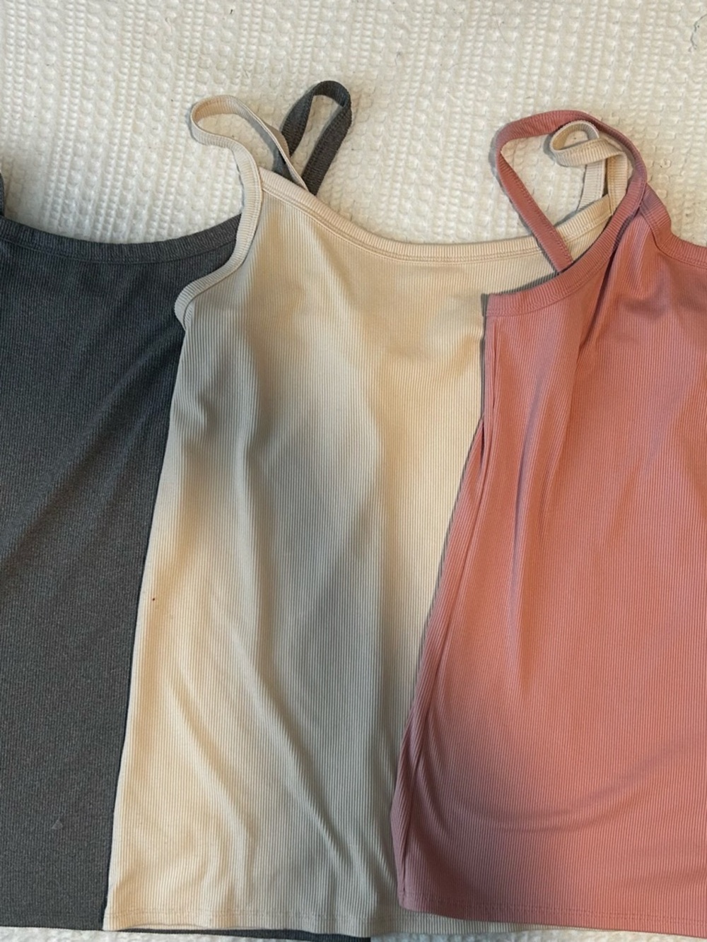 No Boundaries Ribbed Camisole Trio - Charcoal, Cream, Dusty Rose
